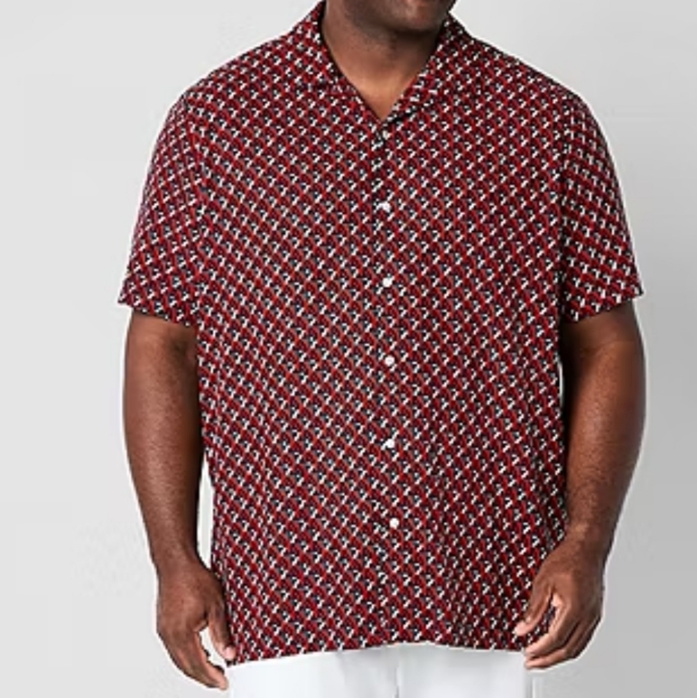 Shaquille O'Neal Men's Size 3XLT Top Woven Shirt Short Sleeve Button Down